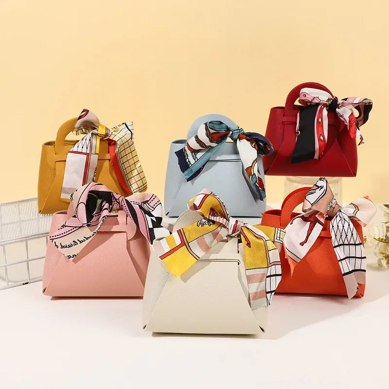 Pink Leather Wedding Favour Mini Gift Bags — 10 Pack