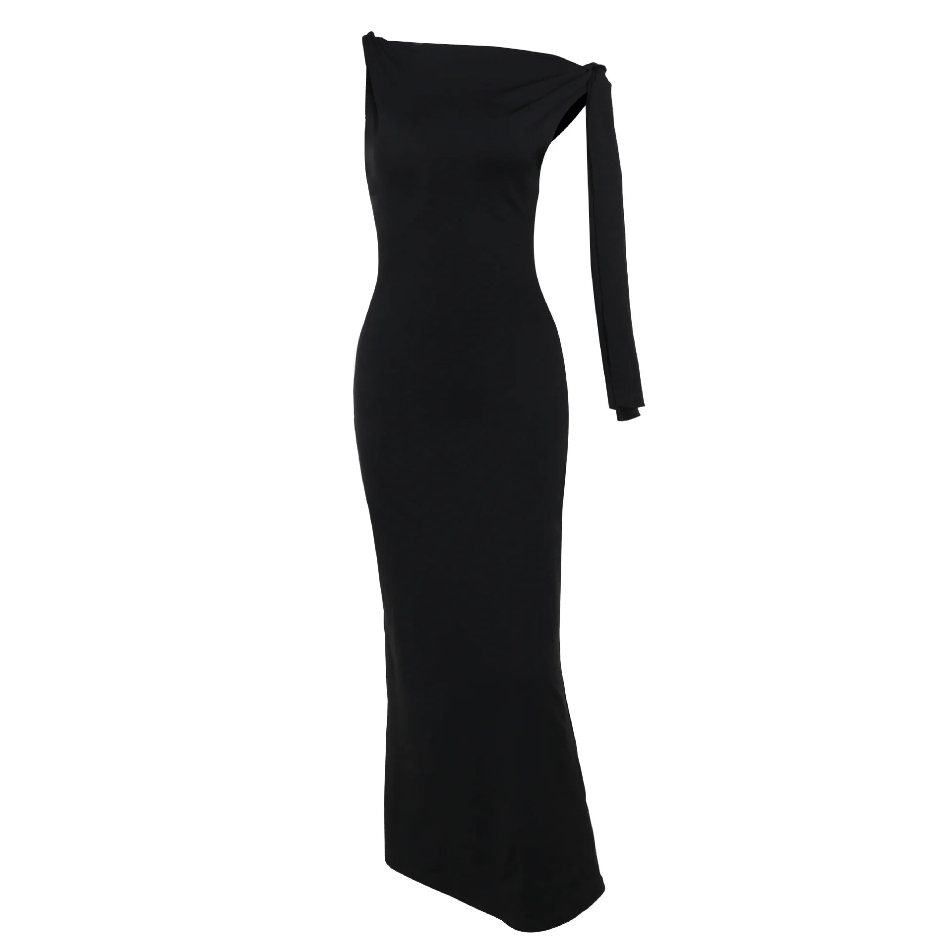 Tie-Detail Elegant Bodycon Maxi Dress