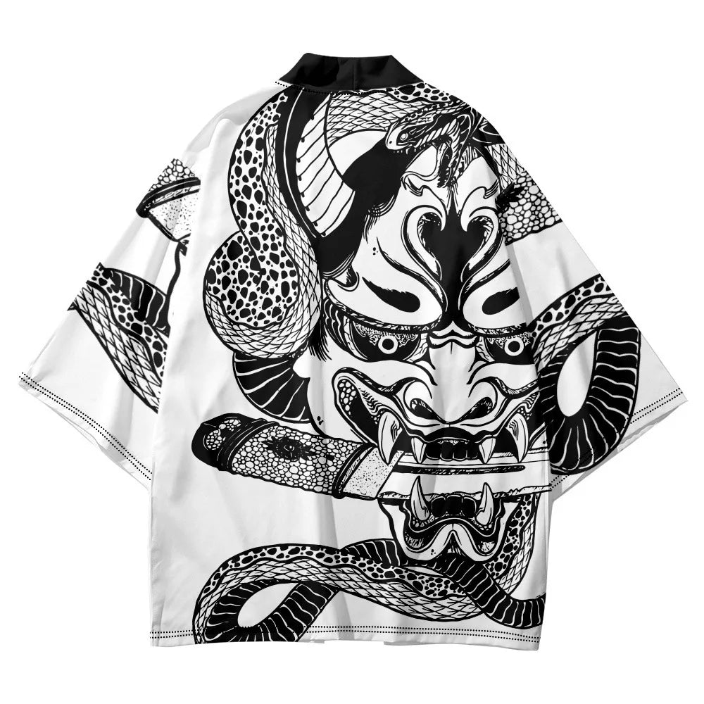 Dragon Print Japanese Kimono Cardigan Coat