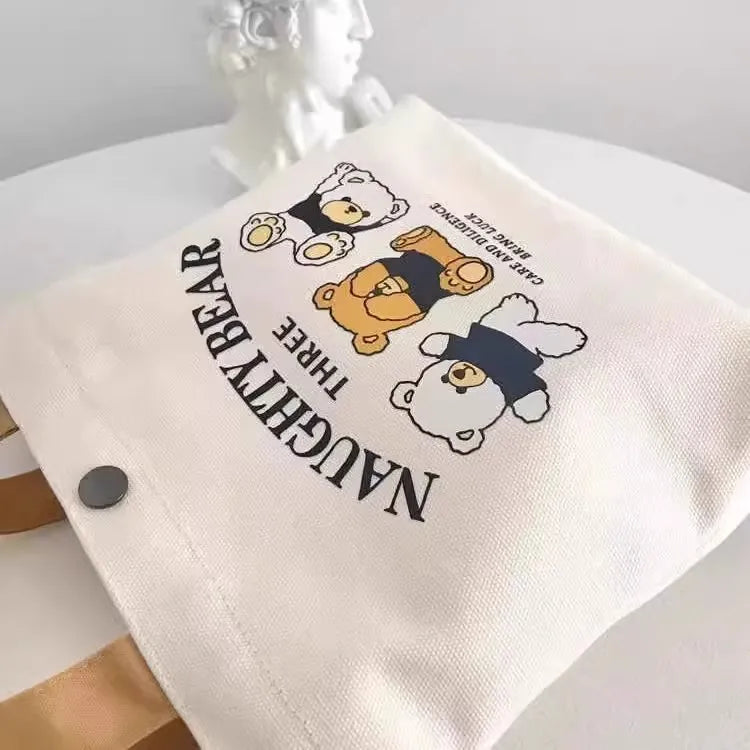Little Bear Canvas Tote Handbag