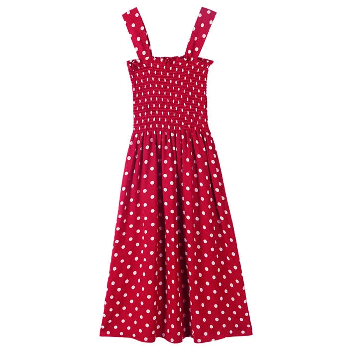 Vintage Dot Ruffle Maxi Dress