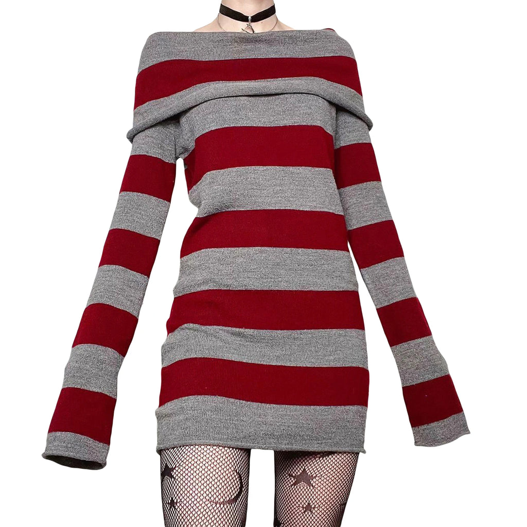 Strpe Boat Neck Bodycon Mini Dress