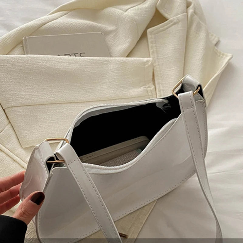Retro Solid PU Leather Underarm Hobo Bag
