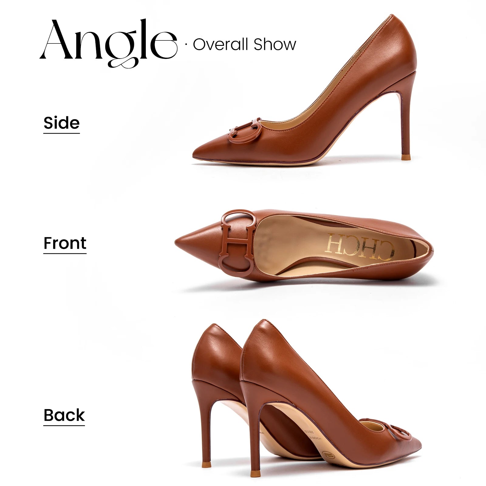 Pointed toe, metal Buckle Heels 9cm