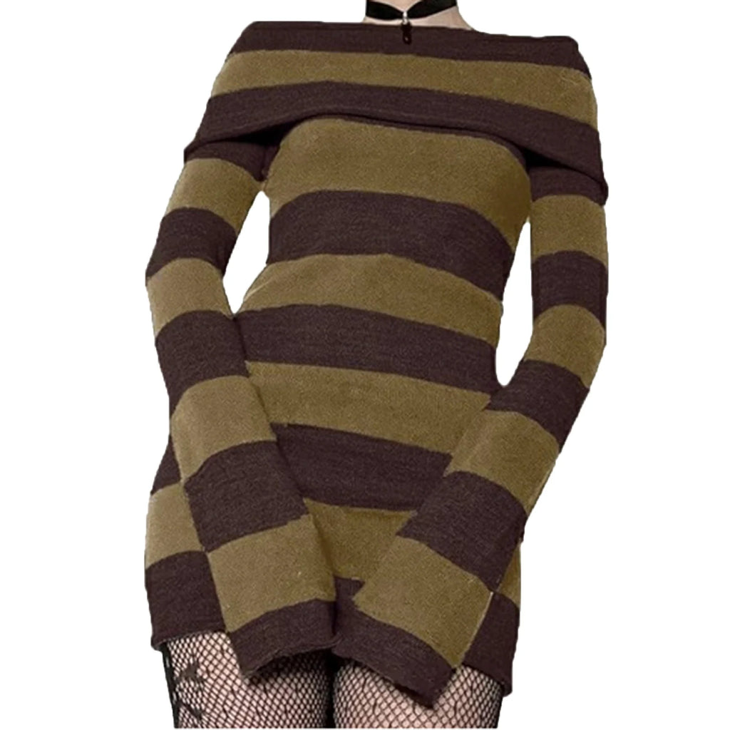 Strpe Boat Neck Bodycon Mini Dress