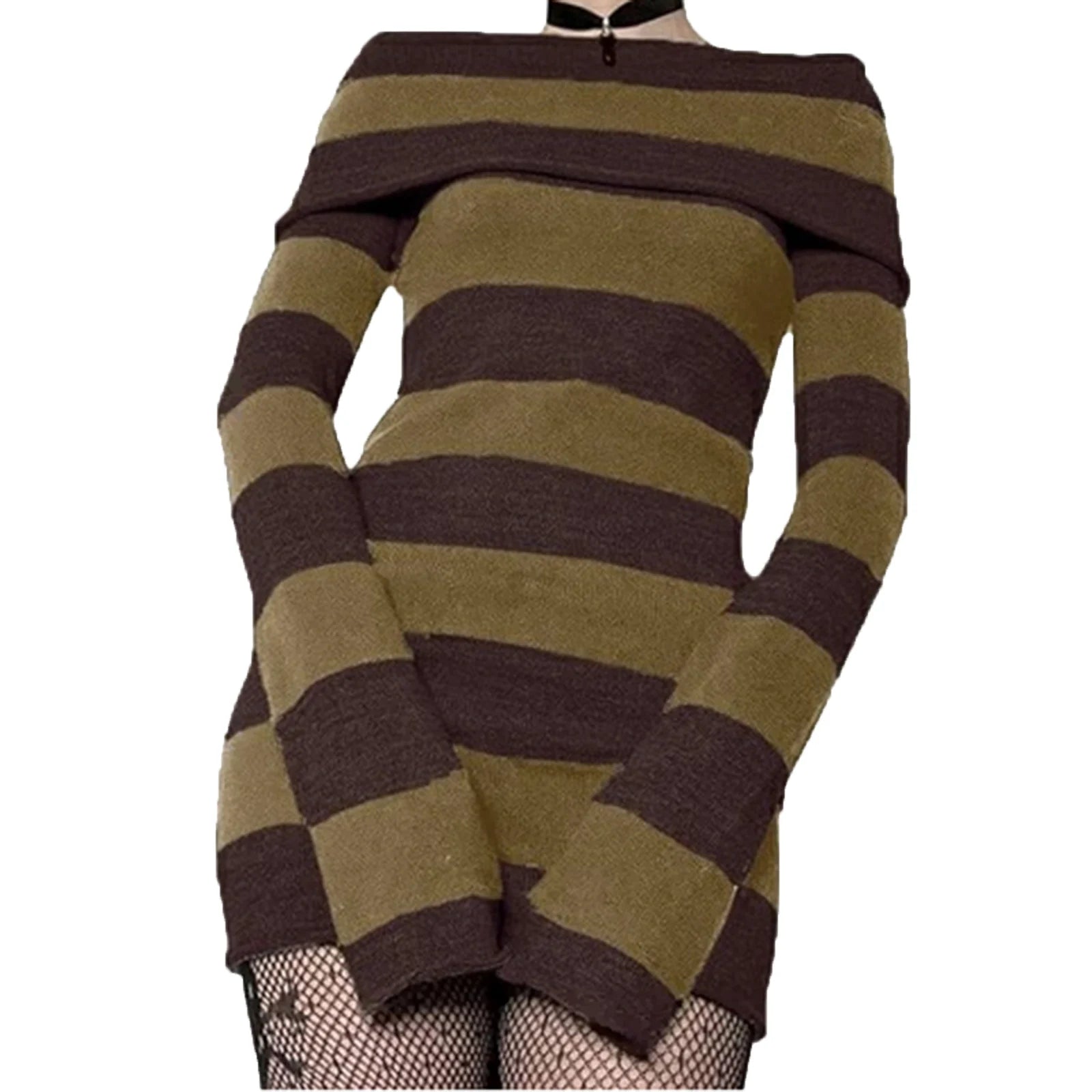 Strpe Boat Neck Bodycon Mini Dress