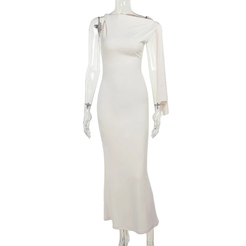 Tie-Detail Elegant Bodycon Maxi Dress