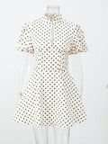 Polka Dot Halter Backless Mini Dress