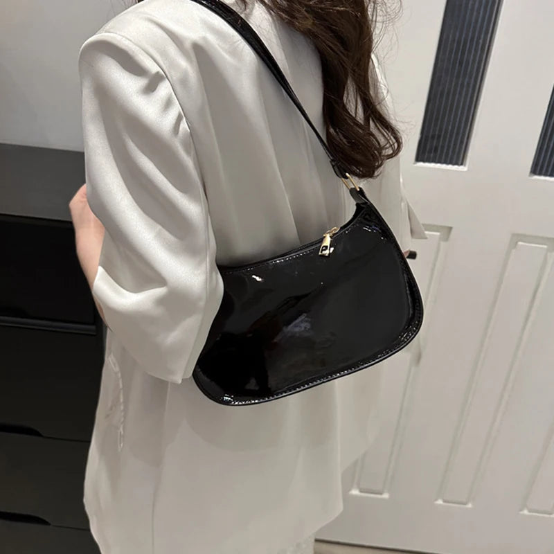 Retro Solid PU Leather Underarm Hobo Bag