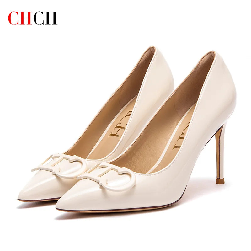 Pointed toe, metal Buckle Heels 9cm