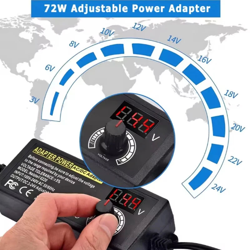 Adjustable AC - DC power adapter3V - 24V