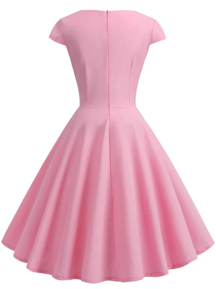 V-Neck Vintage Pin-Up Mini Dress