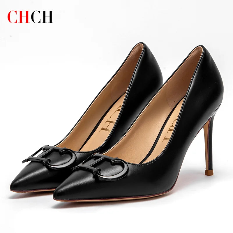 Pointed toe, metal Buckle Heels 9cm
