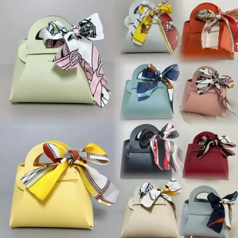 Pink Leather Wedding Favour Mini Gift Bags — 10 Pack