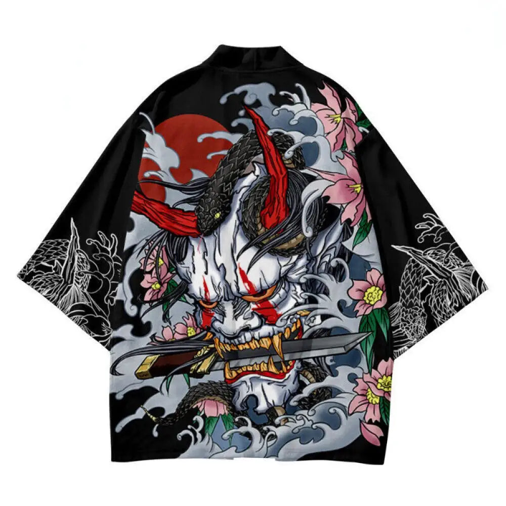Dragon Print Japanese Kimono Cardigan Coat