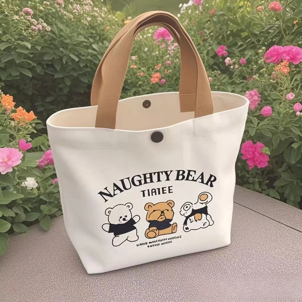 Little Bear Canvas Tote Handbag