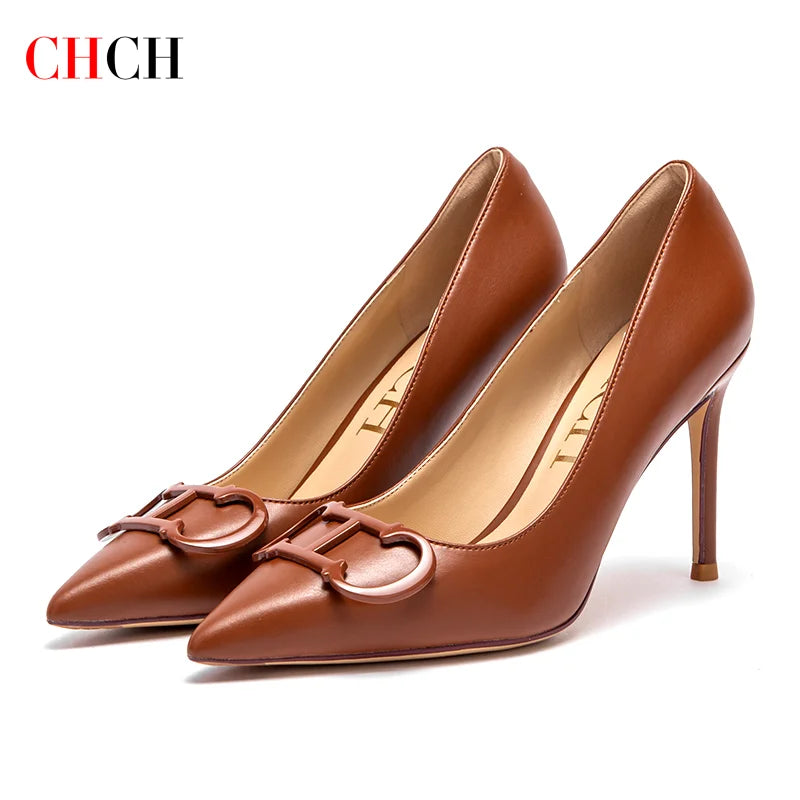 Pointed toe, metal Buckle Heels 9cm