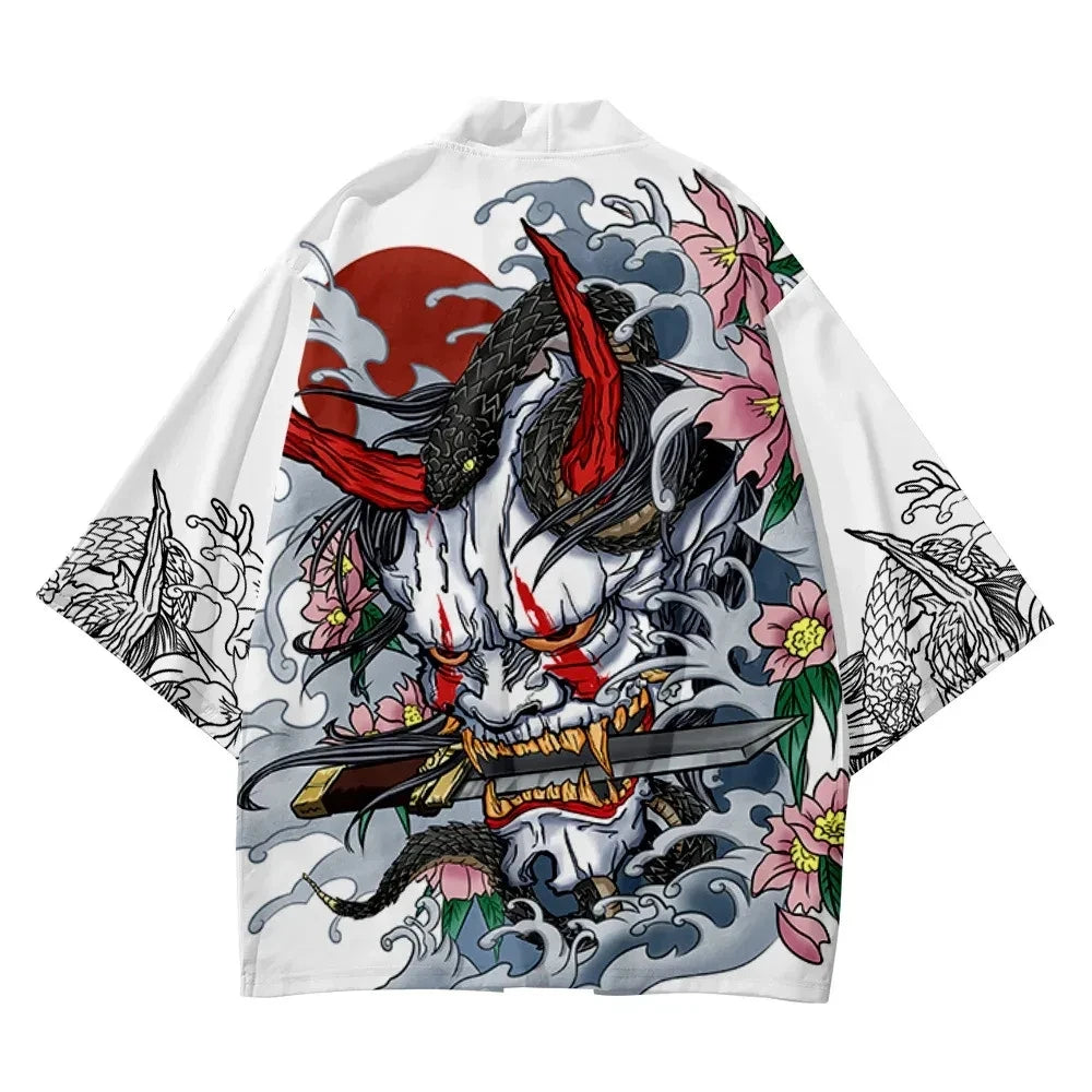 Dragon Print Japanese Kimono Cardigan Coat