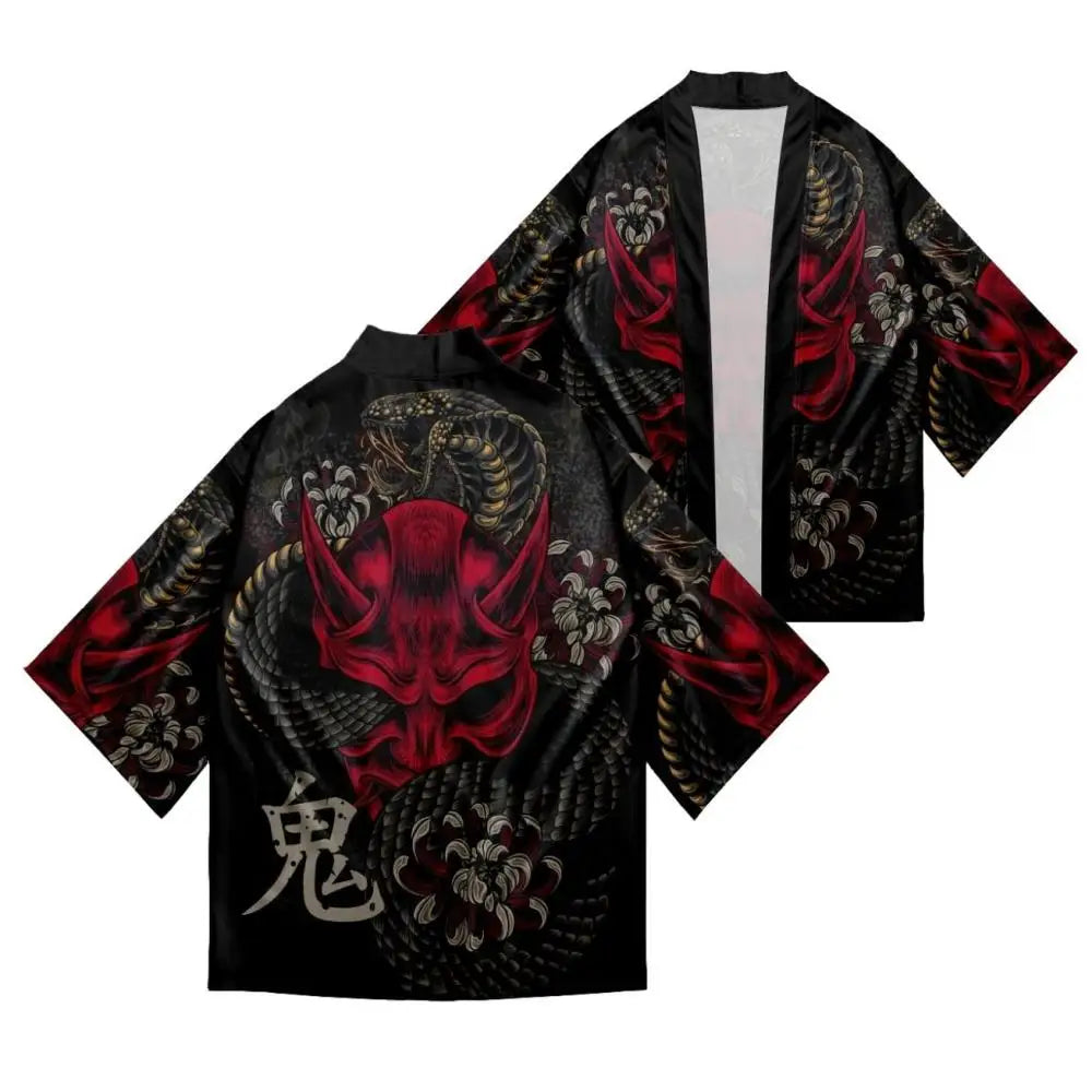 Dragon Print Japanese Kimono Cardigan Coat