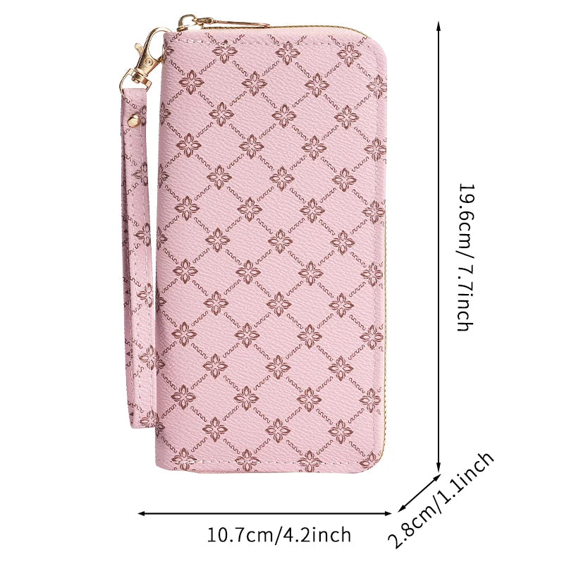 Printed Large Capacity Long Wallet Clutch