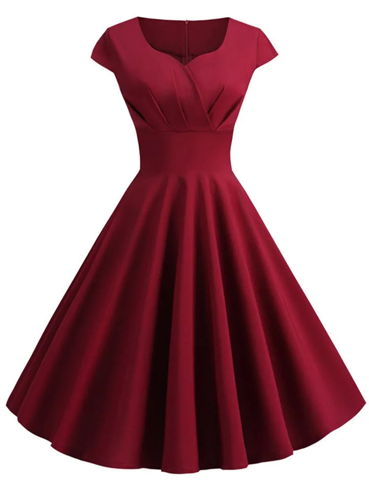 V-Neck Vintage Pin-Up Mini Dress