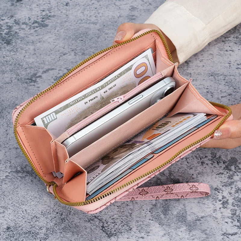 Printed Large Capacity Long Wallet Clutch
