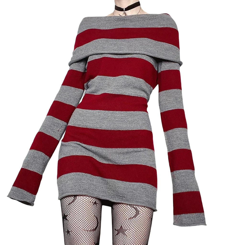 Strpe Boat Neck Bodycon Mini Dress