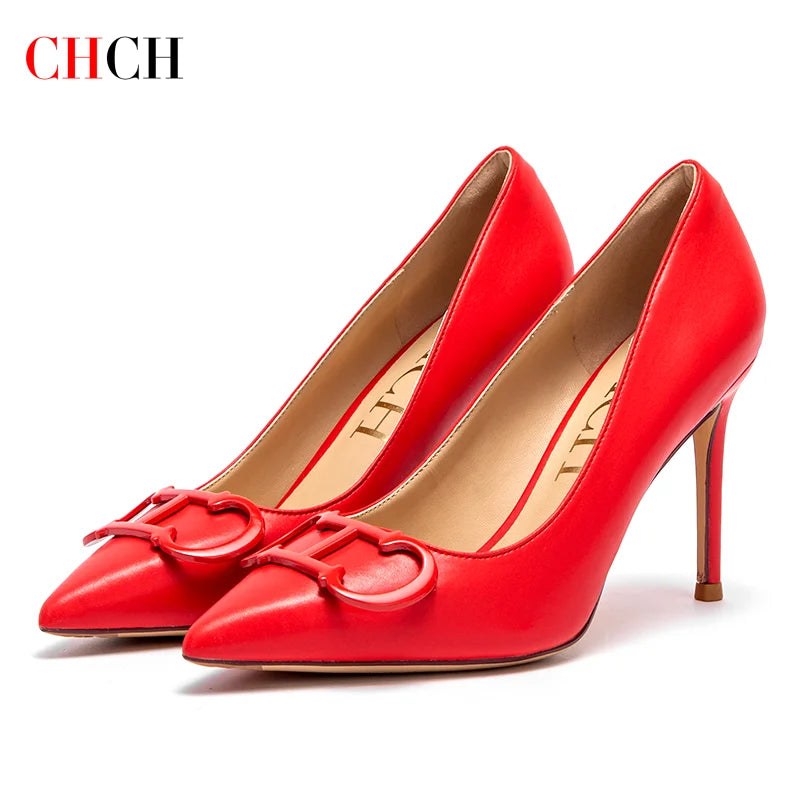Pointed toe, metal Buckle Heels 9cm