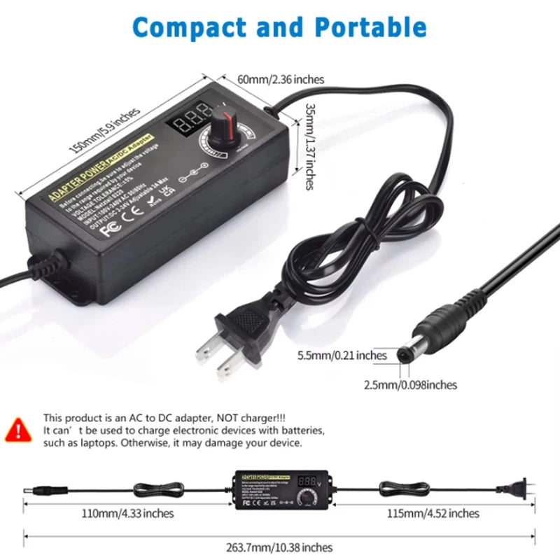 Adjustable AC - DC power adapter3V - 24V