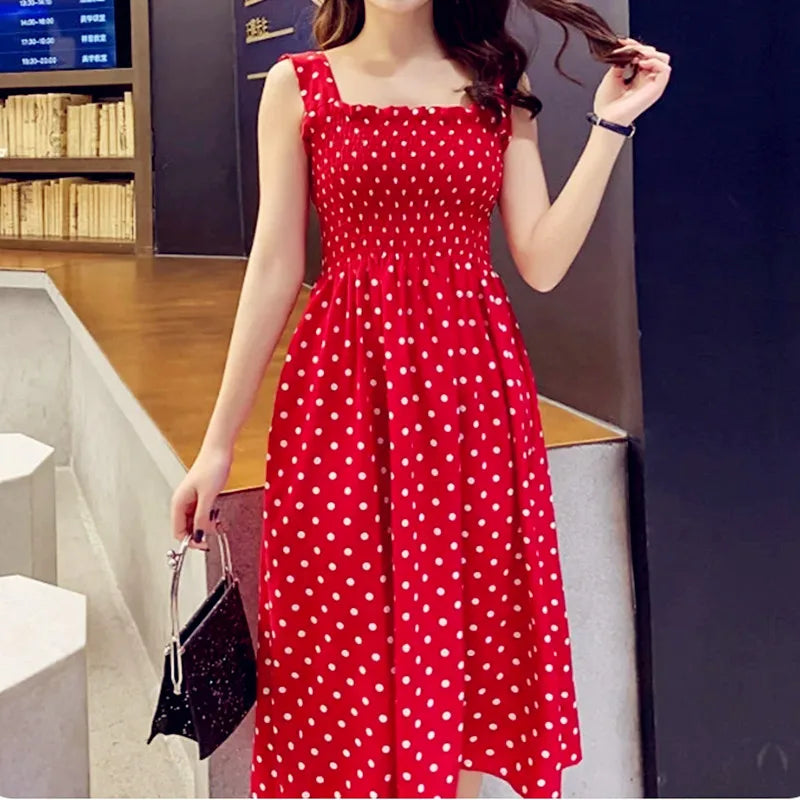 Vintage Dot Ruffle Maxi Dress