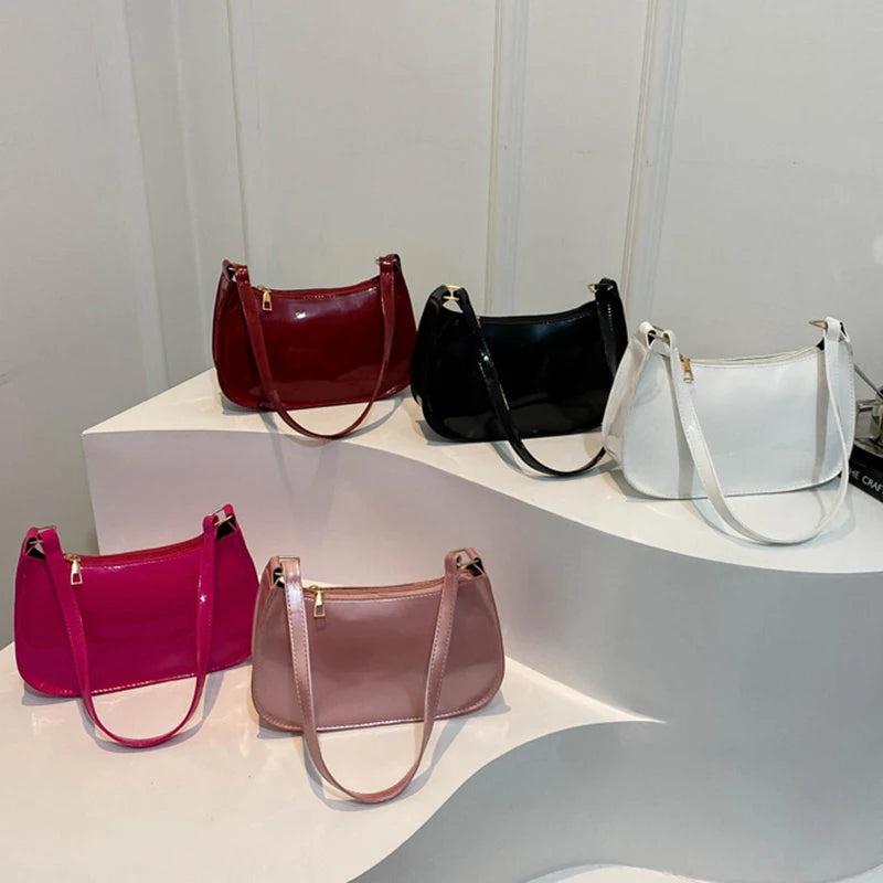 Retro Solid PU Leather Underarm Hobo Bag