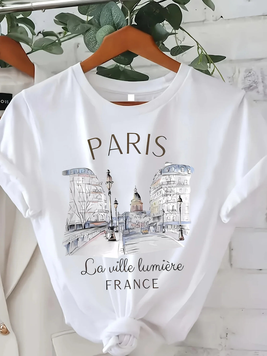 Paris Print Short Sleeve Crew Neck T-Shirt