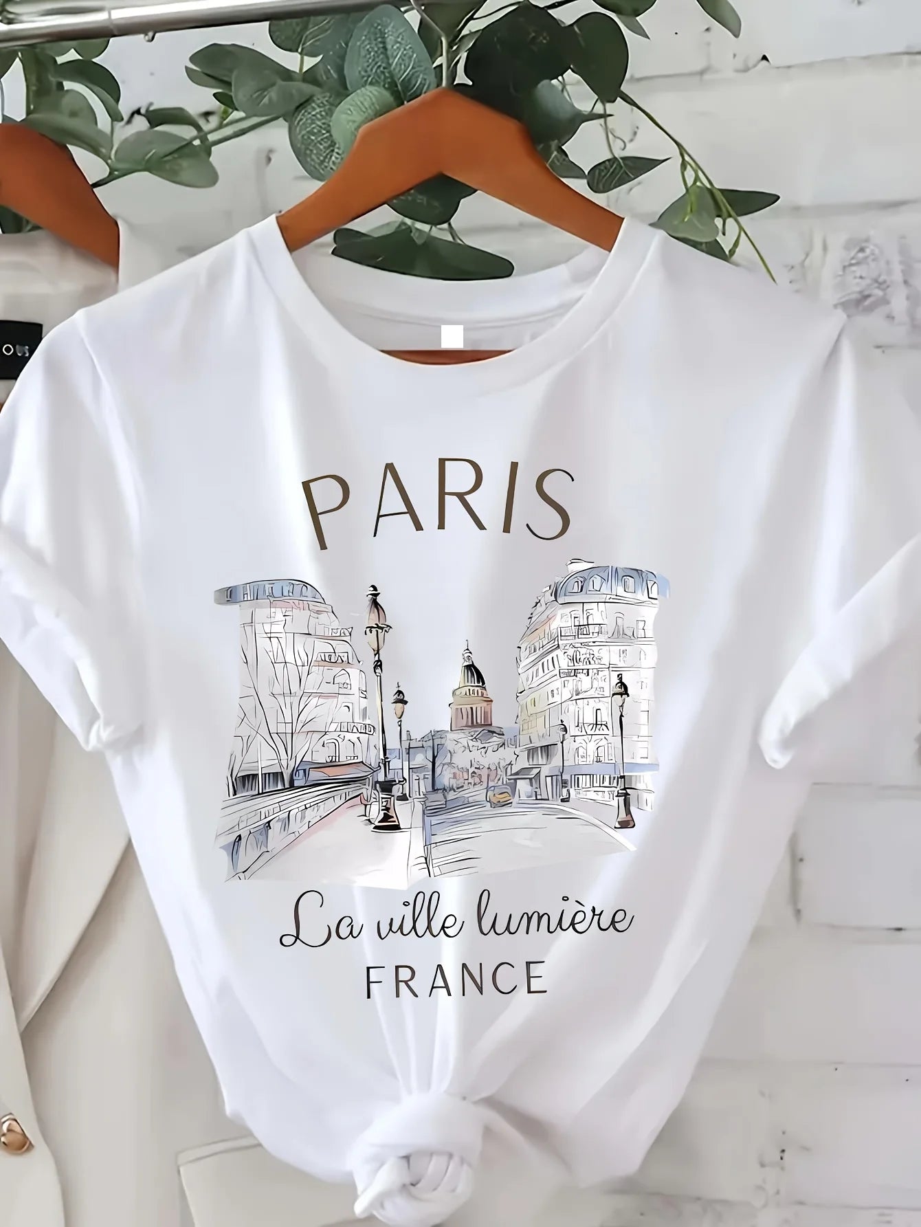 Paris Print Short Sleeve Crew Neck T-Shirt