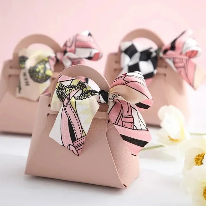 Pink Leather Wedding Favour Mini Gift Bags — 10 Pack