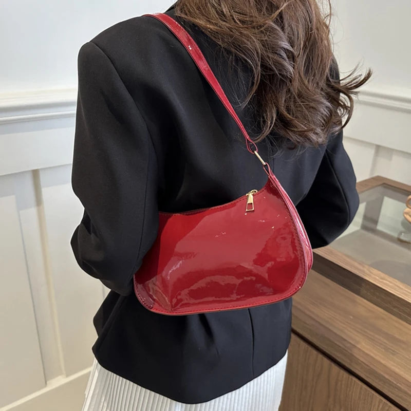 Retro Solid PU Leather Underarm Hobo Bag