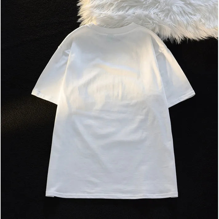 Cute Cat Print Round Neck T-Shirt
