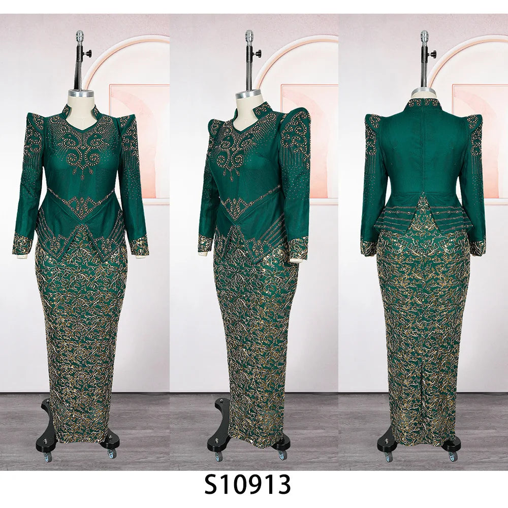 Luxury Long Sleeve Bodycon Evening Gown