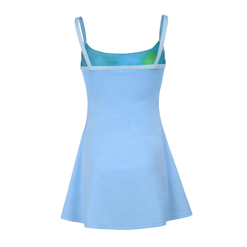 Y2K Contrast Hollow Suspender A-Line Mini Dress