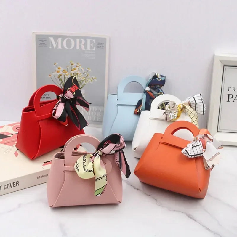 Pink Leather Wedding Favour Mini Gift Bags — 10 Pack