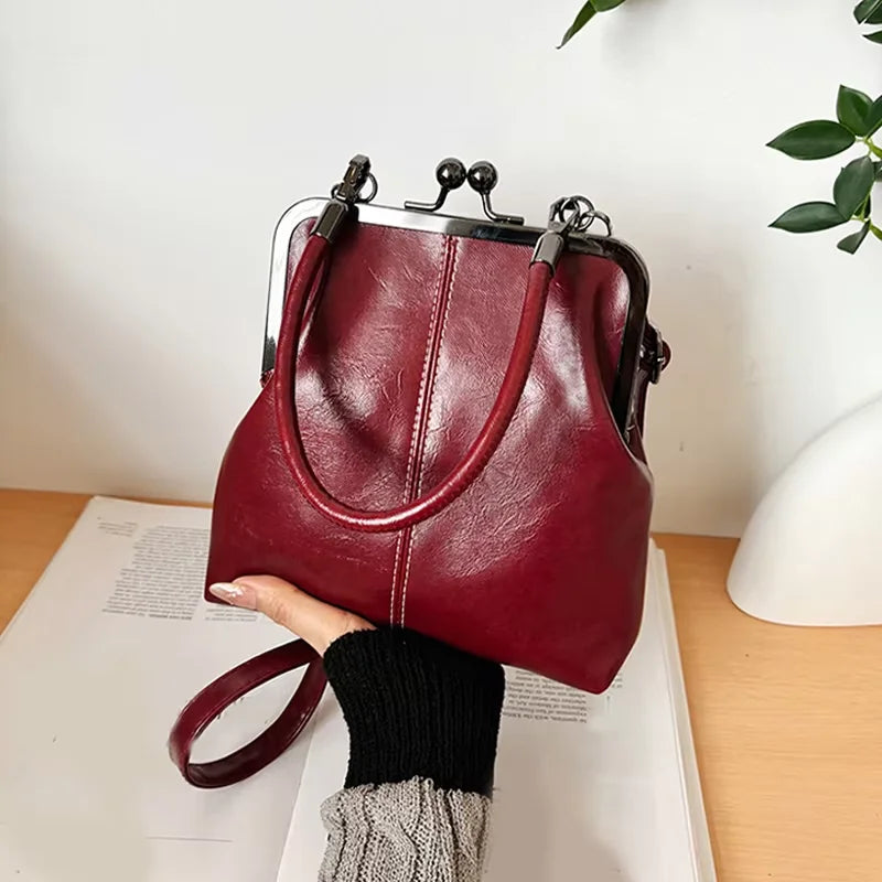 Shell Crossbody Vintage Brown PU Leather Bag