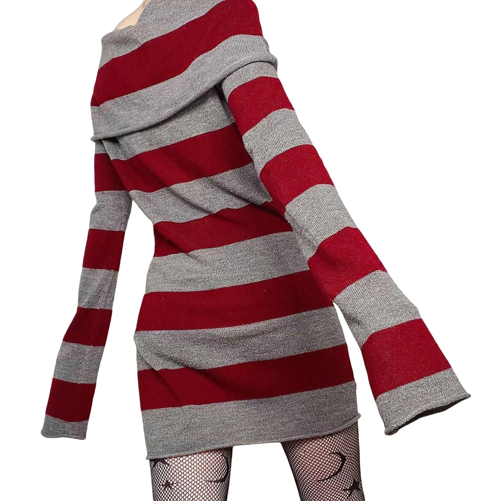 Strpe Boat Neck Bodycon Mini Dress