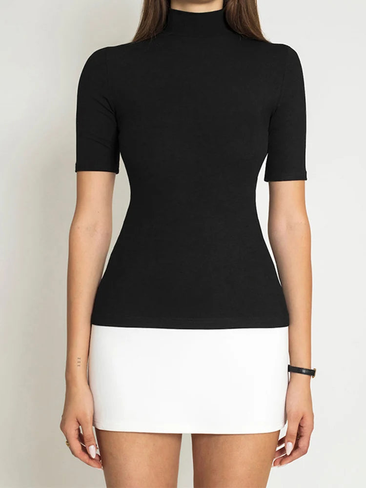 Black & White Turtleneck Patchwork Bodycon Dress