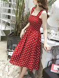Vintage Dot Ruffle Maxi Dress