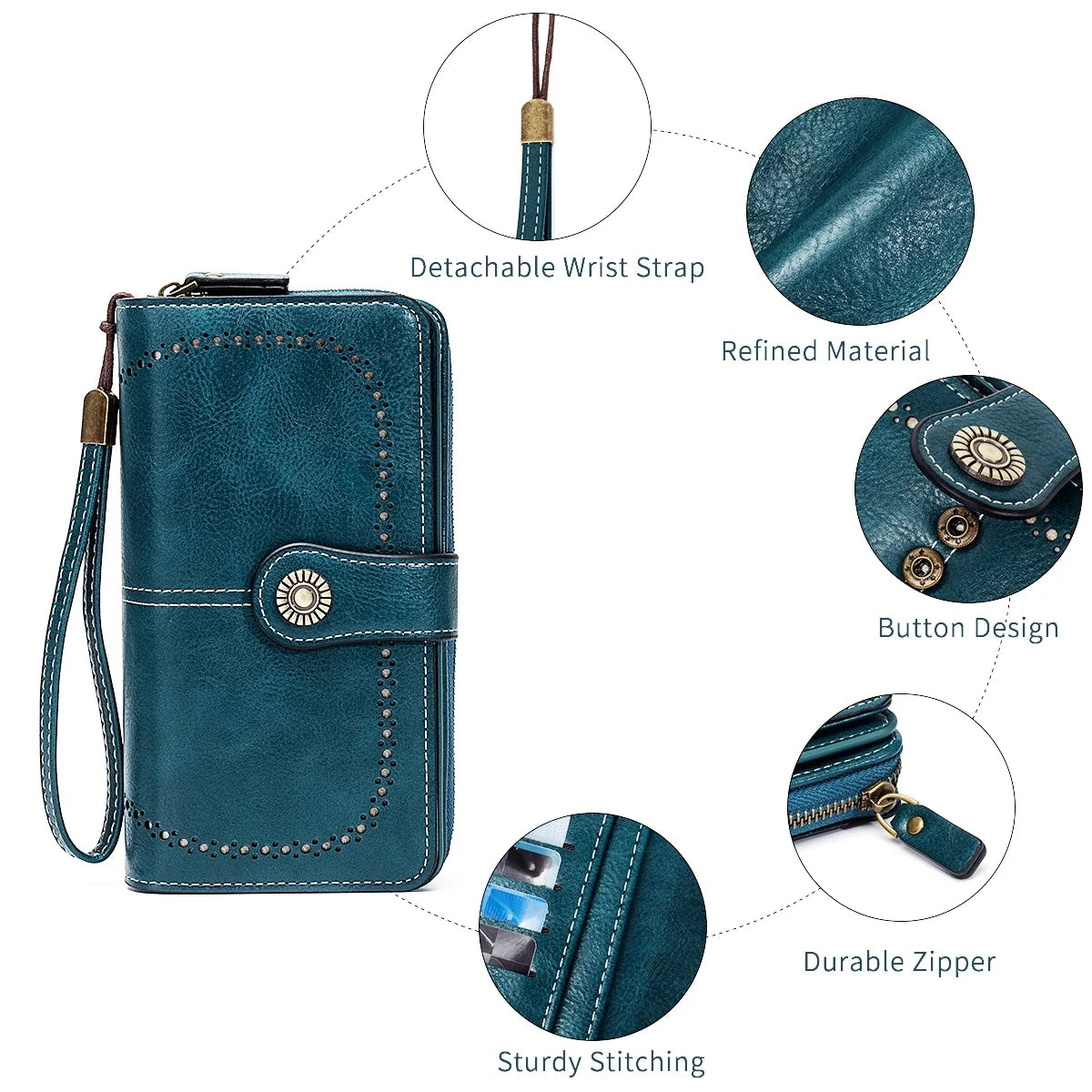 RFID Anti-Theft Retro Leather Long Wallet