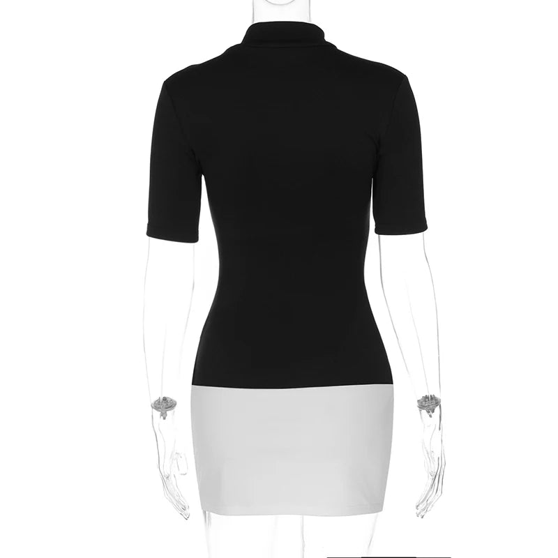 Contrast Patchwork Bodycon Mini Dress