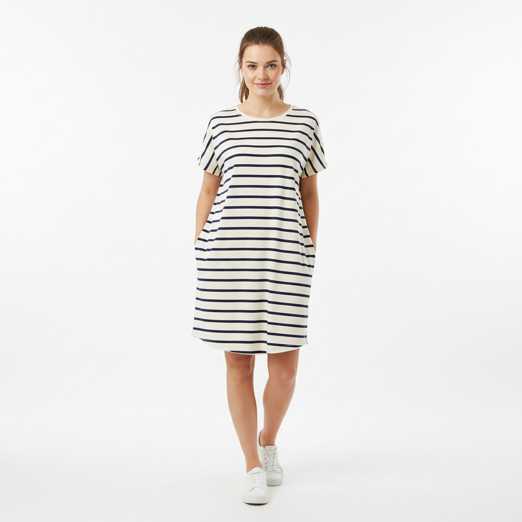 Casual Striped T-Shirt Dress